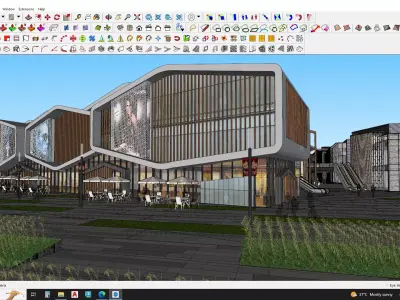 Modern Shopping mall with landscape 3d model 3D model