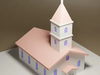 lowpoly Cartoon Church Low-poly 3D model