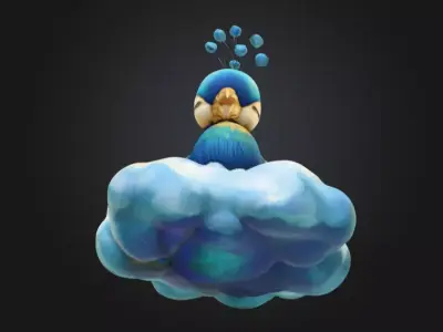 Dreamy Peacock in the Clouds 3D print model