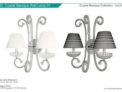 Baroque Crystal Lamps Collection 3D model