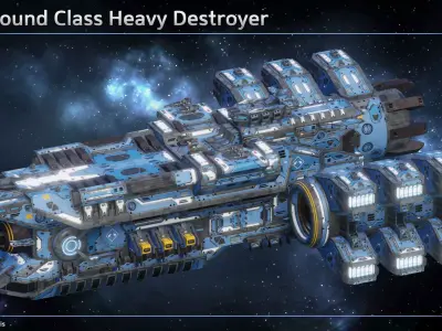 Spaceship Heavy Destroyer Wolfhound Low-poly 3D model