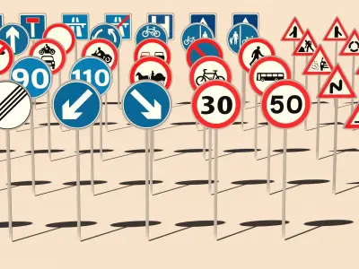 115 Traffic Signs Low-poly 3D model