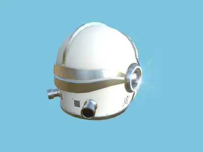 Astronaut Helmet 08 - White Aluminum - Character Design Fashion Low-poly 3D model
