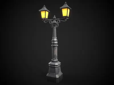 Stylized street light Low-poly 3D model purchase