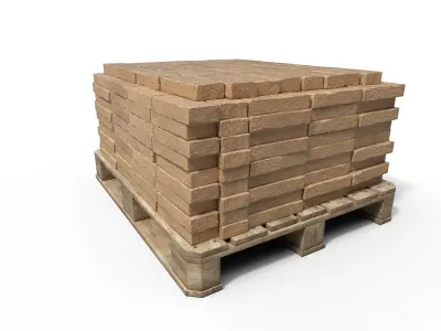 Bricks on a pallet Low-poly 3D model