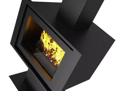 Standing Metal Fireplace 2 3D model