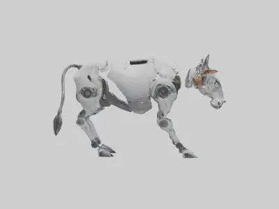 Robot version of a cow model Low-poly 3D model