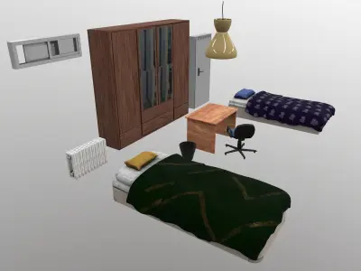 Bedroom Set cabinet with door and drawers 3D model