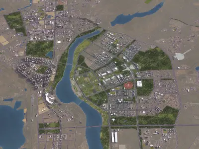 Ordos - 3D City Model Low-poly 3D model