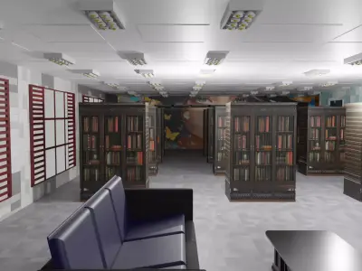 Library Interior Low-poly 3D model