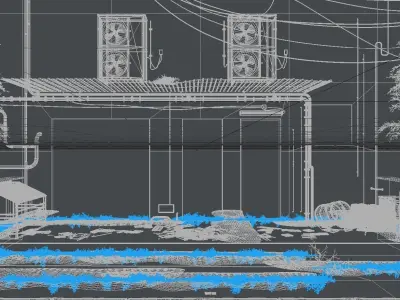 Hong Kong alley Low-poly 3D model