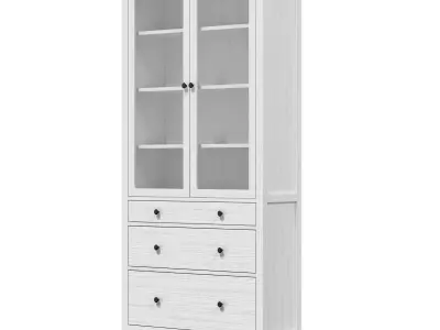 IKEA - HEMNES Cabinet with glass door and 3 drawers 3D model