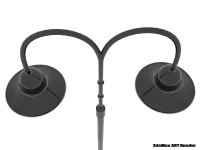 Double Arm Lamp Post Low-poly 3D model