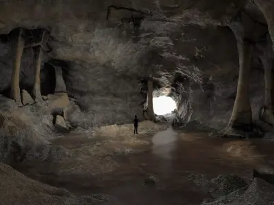 Cave Low-Poly Game Ready interior of Low-poly 3D model