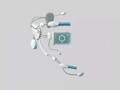 SciFi Glasses E02 White Blue - Character Design Fashion Low-poly 3D model
