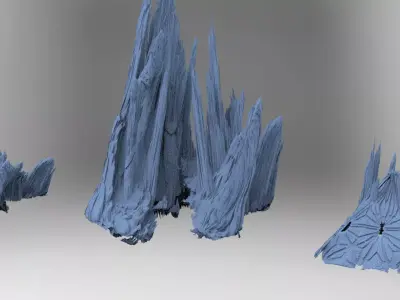 Crater Rock Cliff 3 versions  3D model