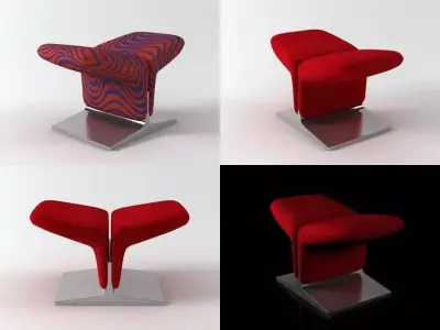 Ribbon chair with stripes 3D model