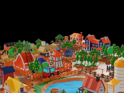 Low Poly Farm Land Low-poly 3D model
