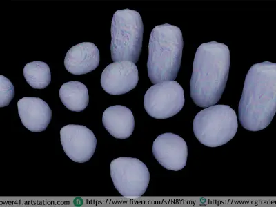 Low-Poly stones for games Low-poly 3D model