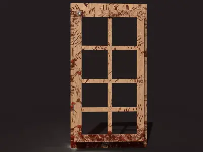 Realistic Blood-Stained Gunshot Window 3D Model for Games Low-poly 3D model