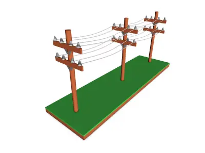 Cartoon Power Lines 3D model