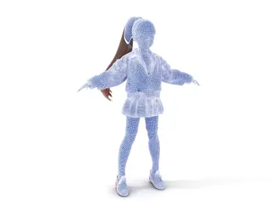 Stylized Teen Girl Character Rigged and Animated Low-poly 3D model