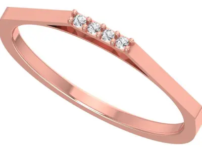 Solitaire Women Light Weight Band Ring 3D print model 21