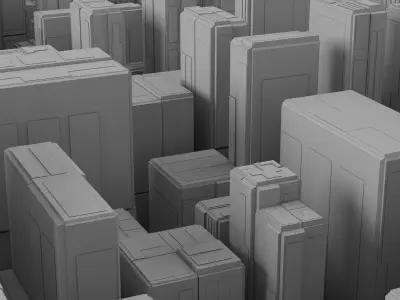 Cityscape Scenes Urban Metropolis Skyscraper Building Street Low-poly 3D model