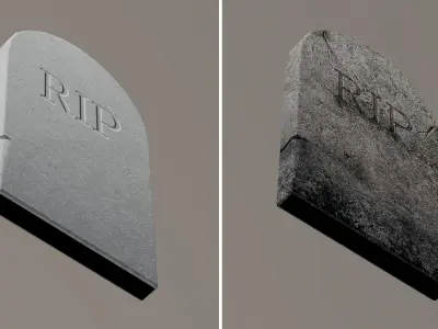 Cemetery Tombstone RIP signature dirty old Low-poly 3D model