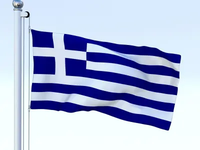 Animated Greece Flag Low-poly 3D model