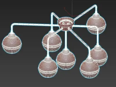 freya chrome ceiling light with six glass globes 3D model purchase