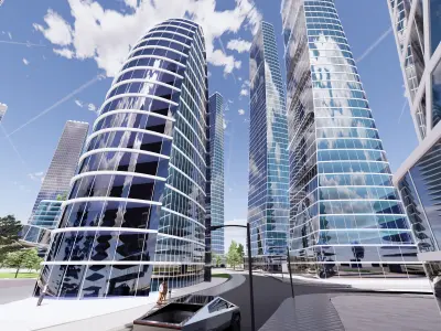 Individual futuristic design of the city 3D model