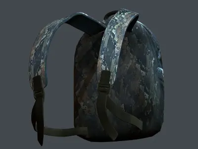 Backpack military combat Black baggage Low-poly  Low-poly 3D model