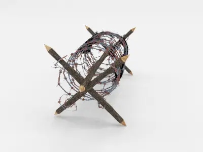 Lowpoly Barb Wire Obstacle Low-poly 3D model purchase