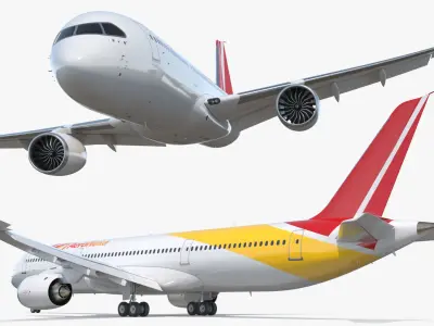 Widebody Passenger Jet Aircraft Rigged 3D model