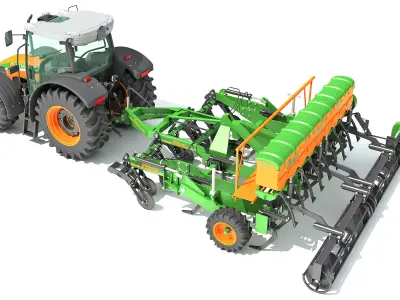 Stara Tractor with Seed Drill 3D model