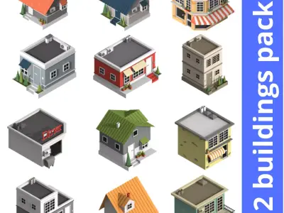 low poly city buildings Low-poly 3D model purchase