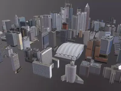 City Buildings Pack Vol2 101-200 With LODs Low-poly 3D model