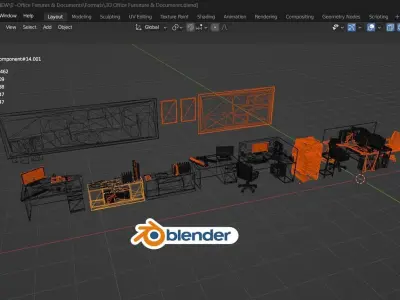Documents Furnitures Low-poly 3D model