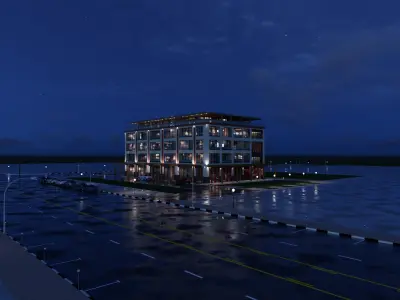 Mixed Use Building Multi Family American Modern 3D model