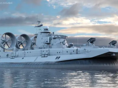  Heavy Assault Hovercraft with Propulsion Turbines Gray Simplified 