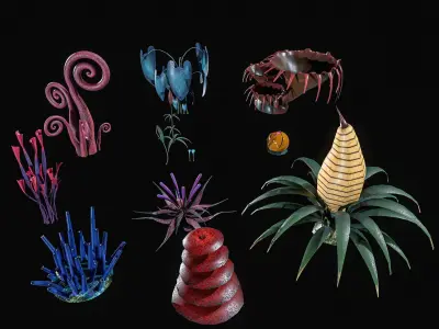 Sci-Fi Plants Pack Low-poly 3D model