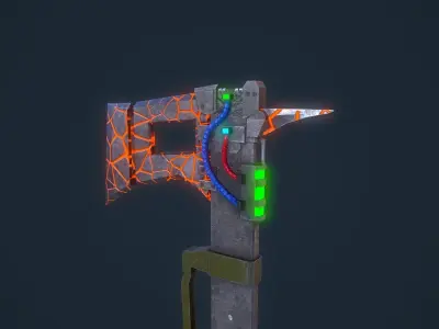 Sci-fi Axe Low-poly 3D model