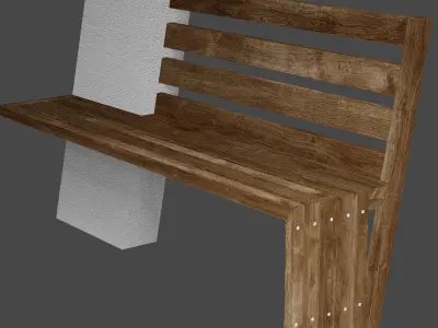 Bench with a concrete counter 3D model