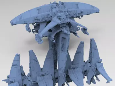 Dark Terra Former Ship destroyer 2 versions  3D model