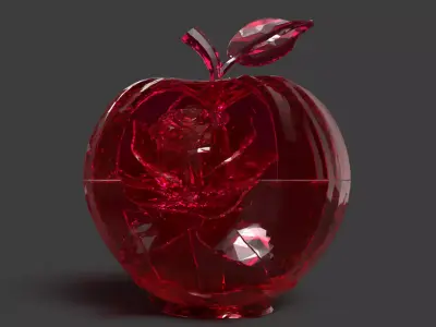 Chinese Crystal Apple with Rose Figure  Low-poly 3D model