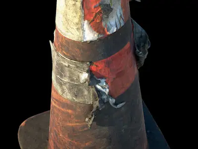 Burned Traffic Cone  Low-poly 3D model