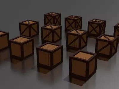 Wooden Boxes Pack Crate Low-Poly Free low-poly 3D model