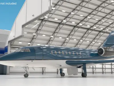  Falcon Business Jet Dassault 2000 Grey Rigged for Cinema 4D 