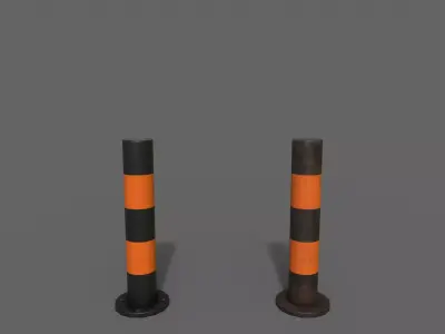PBR Bollard BlackOrange Low-poly 3D model